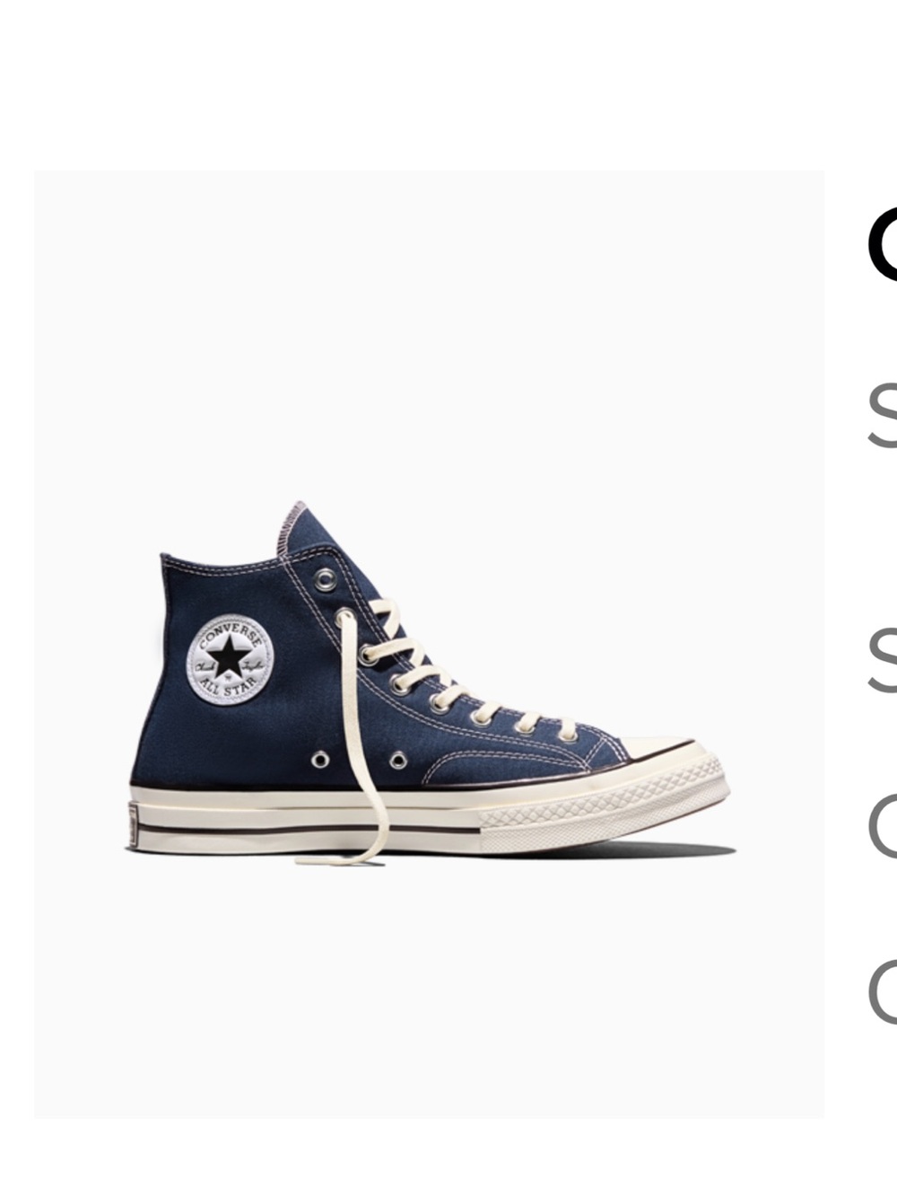 Converse High Top Sneaker in Navy with White Accents
